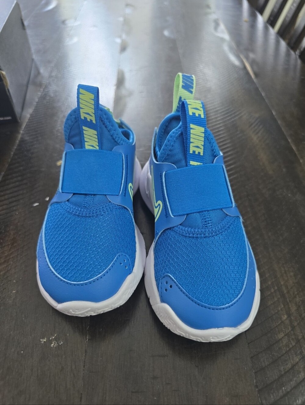 New Nike Kids Blue and Neon Green Slip-On Sneakers 8c